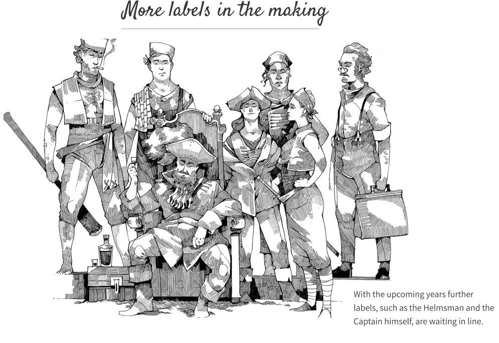 More labels in the making With the upcoming years further labels, such as the Helmsman and the Captain himself, are waiting in line.